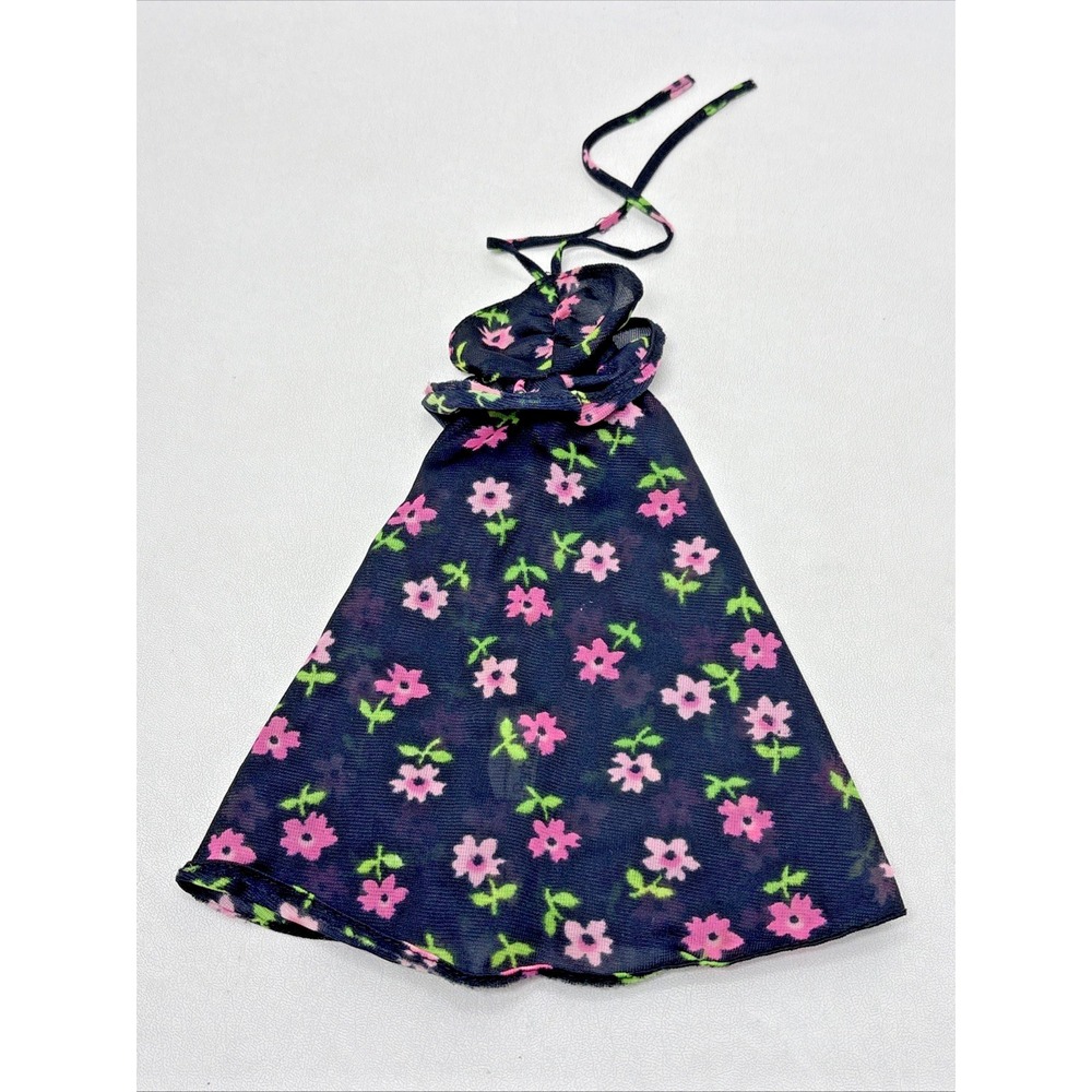 Vintage 1978 Barbie Summer‎ Dance #1401 Black Floral Dress Superstar Era 70s